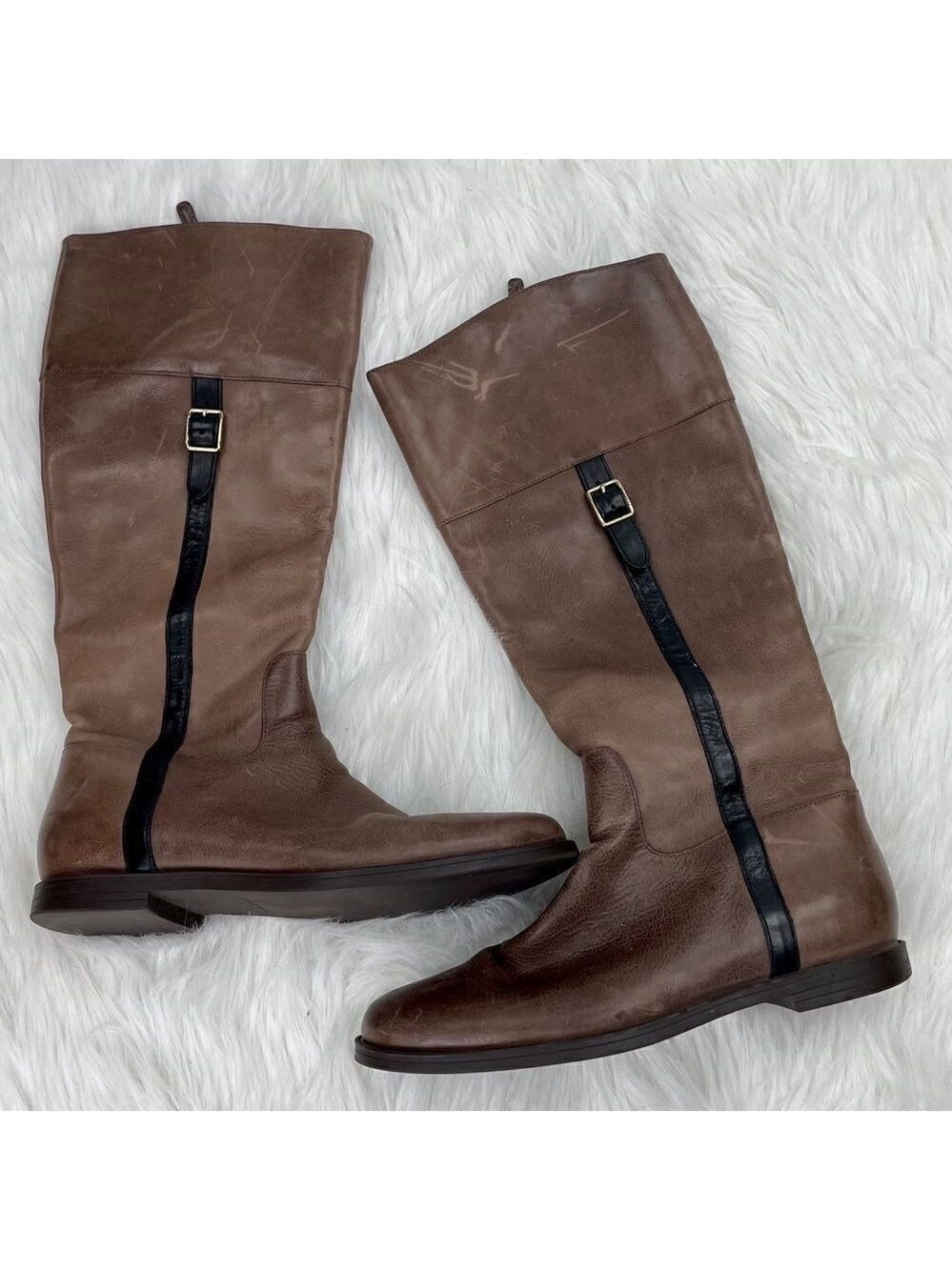 Cole Haan Eldridge Leather Buckle Riding Boots
